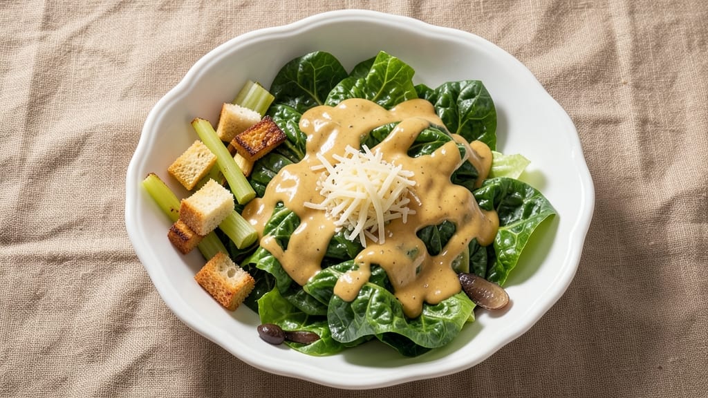 Caesar Salad Recipe UK: Crispy Celery Crown Over Tangy Garlic-Anchovy Dressing