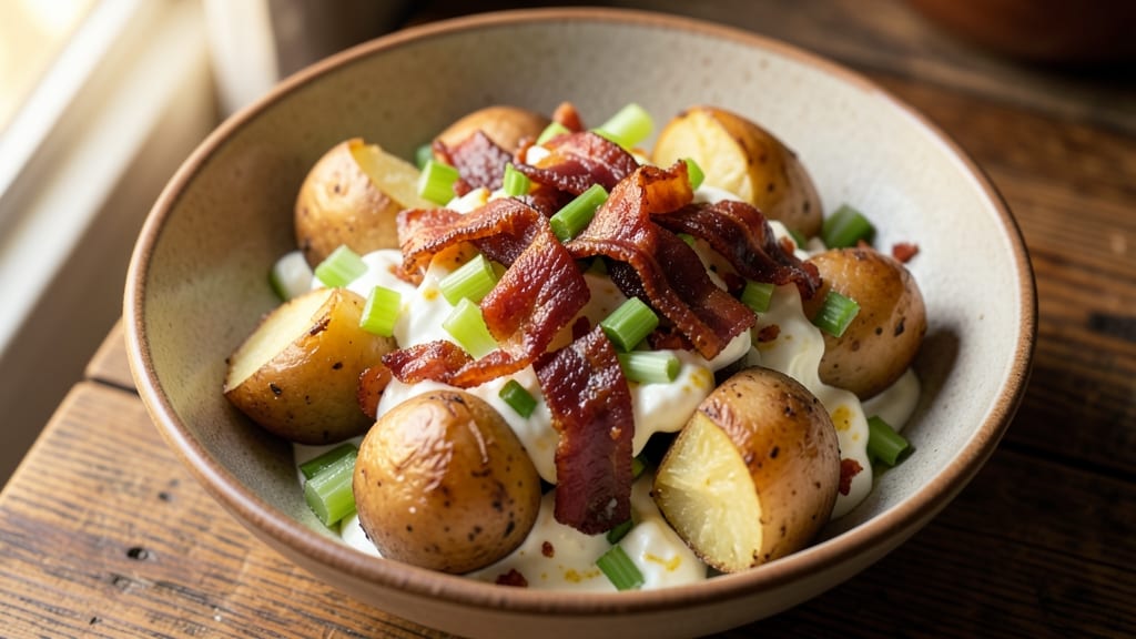 Billy Sims' Baked Potato Salad Recipe: Smoky Bacon and Celery Crown Crunch