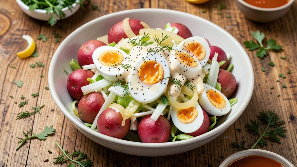 Amish German Potato Salad Recipe: Crispy Celery Crown Over Nutty Mayonnaise Bliss