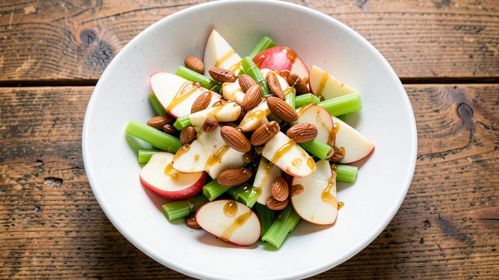 Apple Almond Salad Recipe: Crispy Celery Crown Over Sweet-Tart Vinaigrette Bliss