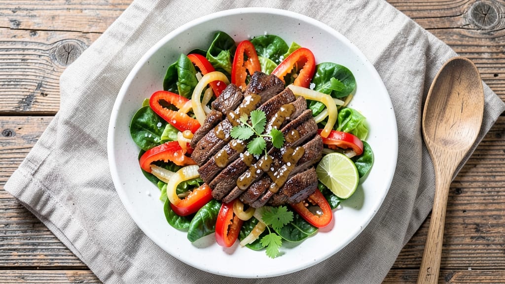 Beef Fajita Salad Recipe: Smoky Grilled Steak and Charred Veggies in a Bowl