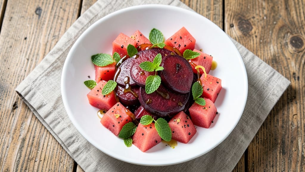 Beet and Watermelon Salad Recipe: Sweet-Tart Crunch With Minty Freshness