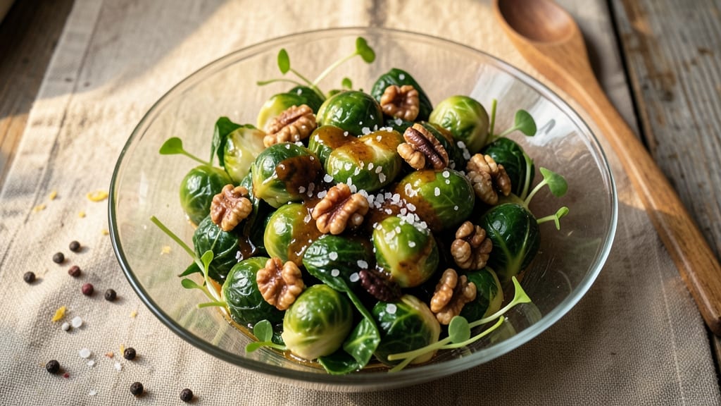 Café Ba-Ba Reeba Brussels Sprout Salad Recipe: Crispy-Caramelized Sprouts with Nutty Dressing