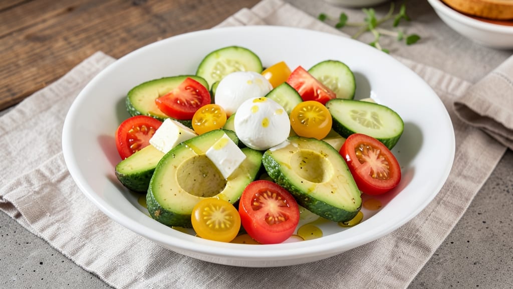 Avocado, Tomato, Cucumber, and Mozzarella Salad Recipe: Bright, Crispy, and Creamy Summer Bites