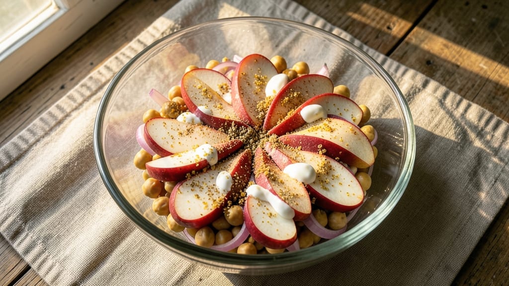 Apple Salad Indian Recipe: Warm Spiced Apple and Chickpea Crunch