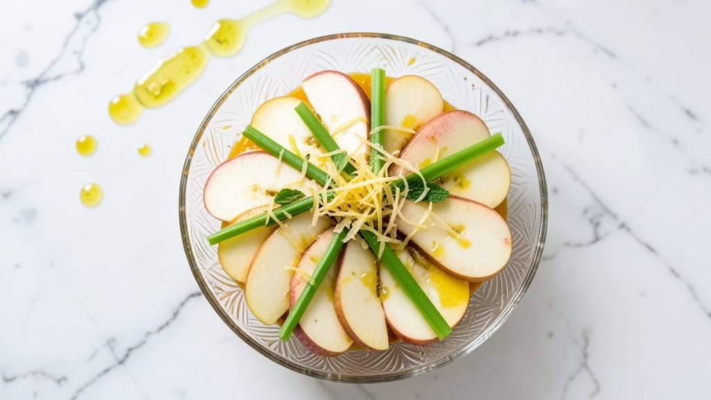 Apple and Pear Fruit Salad Recipe: Crisp Celery Crown Over Citrus-Zinged Bliss