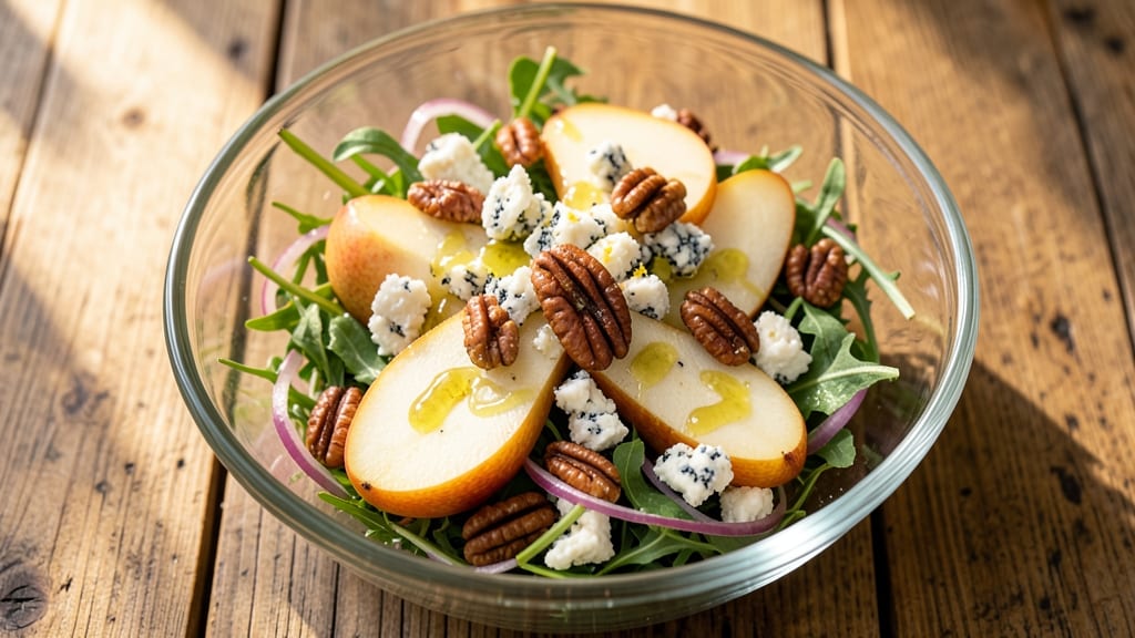 Blue Cheese and Pear Salad with Candied Pecans Recipe: Sweet-Savory Balance in 20 Minutes