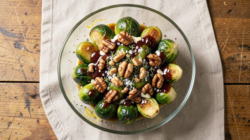Brussels Sprouts Salad Recipe for Thanksgiving: Crispy Roasted with Pecans and Balsamic Zing