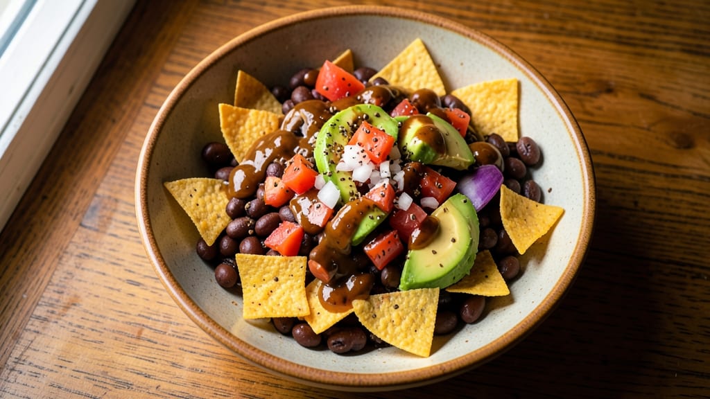 Authentic Mexican Taco Salad Recipe: Crispy Tortilla Crown Over Spiced Beans and Zesty Lime Dressing