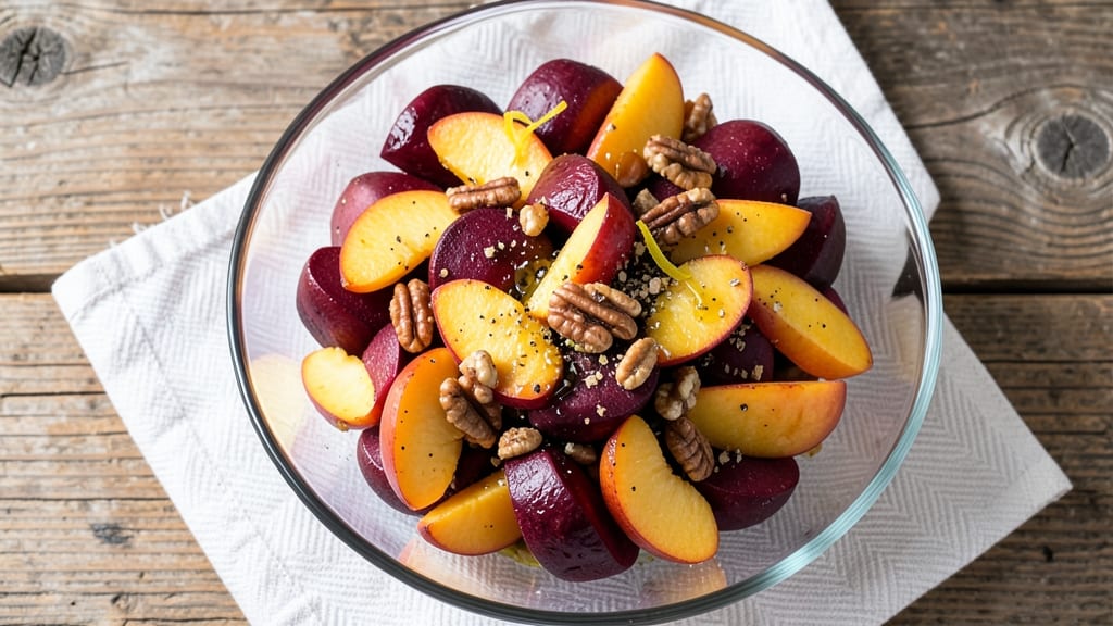 Beet and Peach Salad Recipe: Sweet-Tart Balance With Crunchy Walnuts