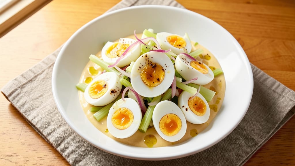 Atkins Egg Salad Recipe: Low-Carb Creaminess With Crispy Celery Topping