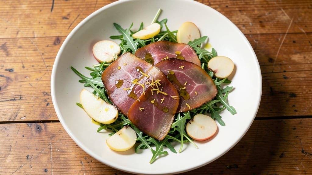 Bresaola Salad Recipe: Crispy Arugula and Pear Bites With Lemon-Zest Magic