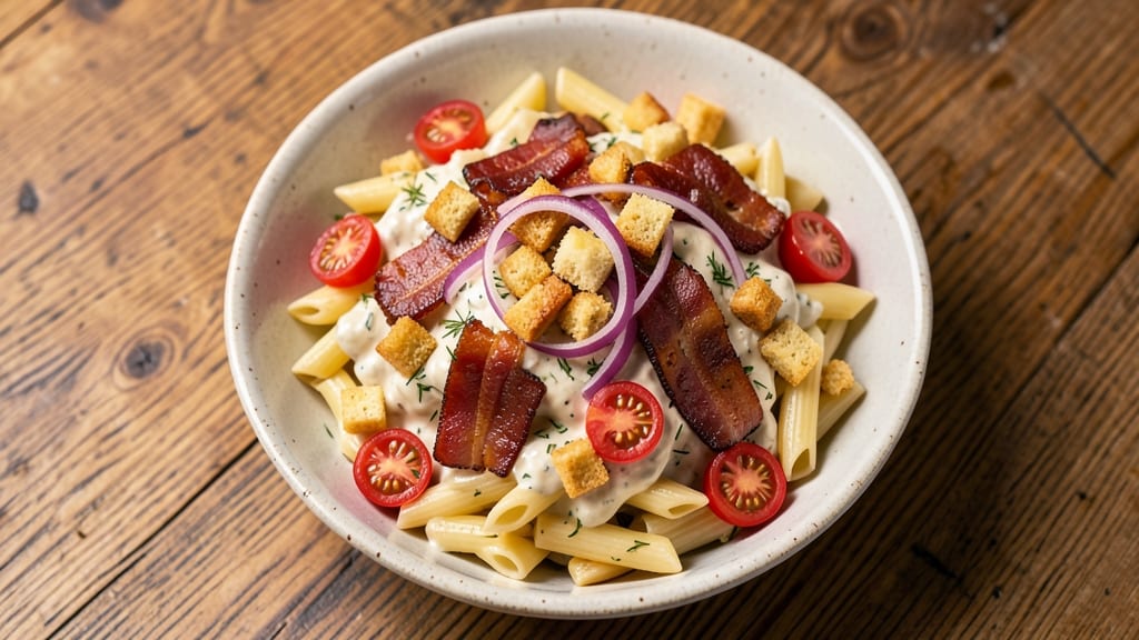 BLT Ranch Pasta Salad Recipe: Smoky Bacon Crunch Meets Cool Creamy Ranch